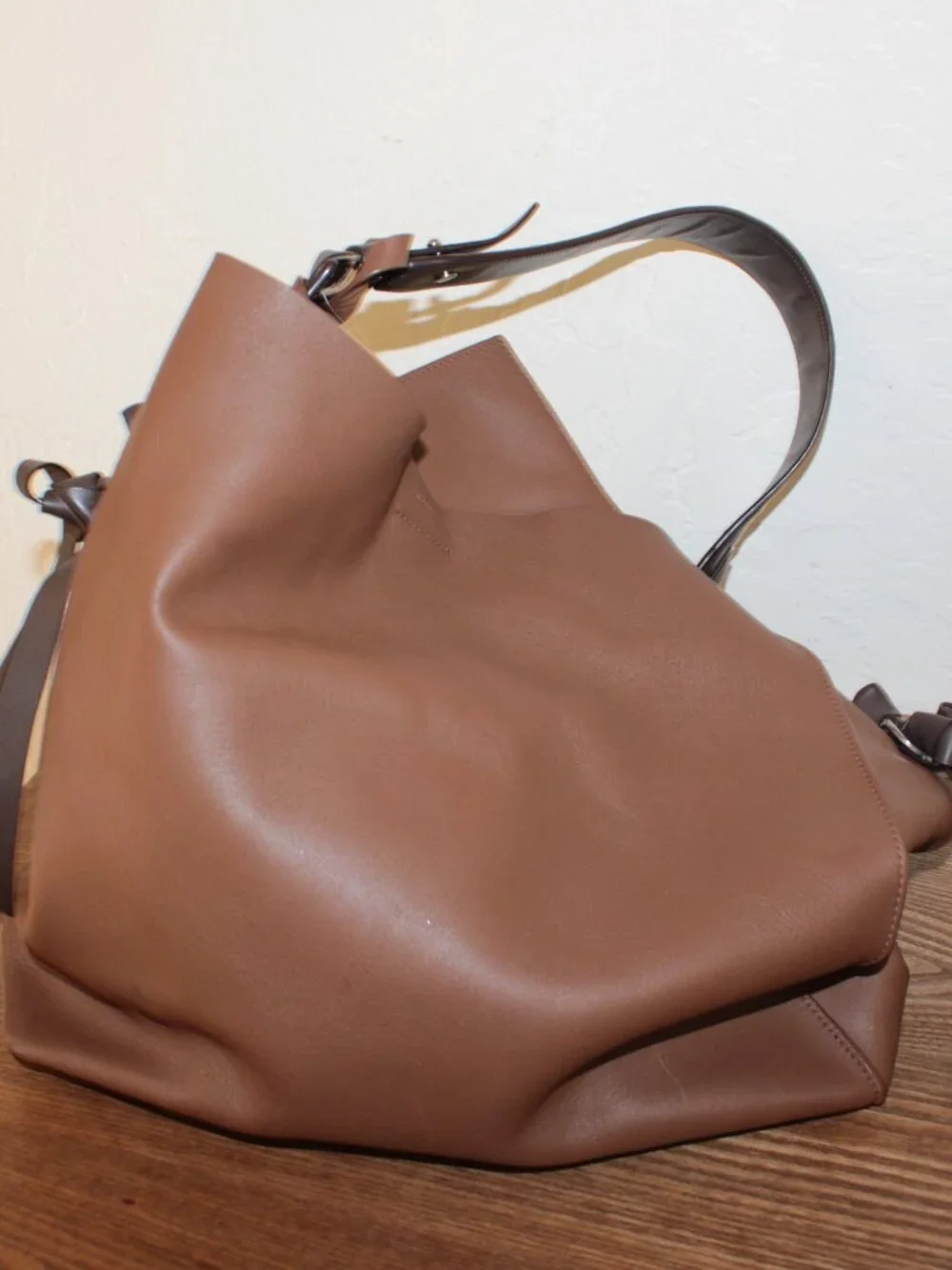 AllSaints Freedom Brown Leather Slouchy Hobo Bag